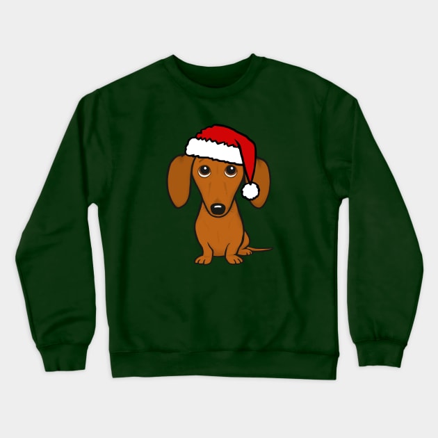 Dachshund Wearing A Santa Hat Cute Wiener Dog Christmas Crewneck Sweatshirt by Coffee Squirrel